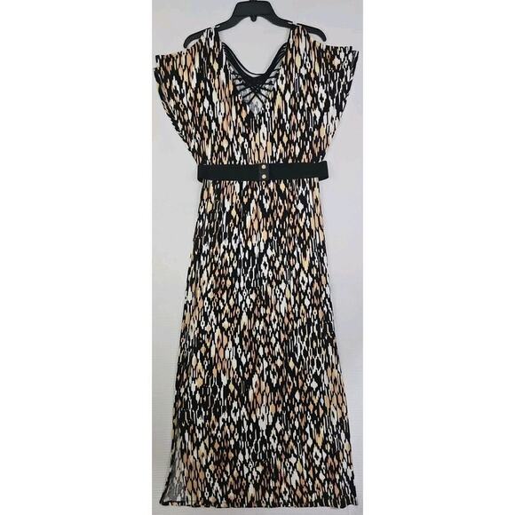 Spence ~Woman Size S~ Beige/Brown Animal Print Sleeveless Drest Elastick Waist. - Picture 3 of 16